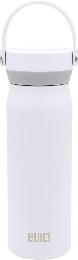BUILT Cascade Double Wall Vacuum Insulated Stainless Steel Wide Mouth Water Bottle with Comfort Grip and Carry Handle Lid, 20 ounces