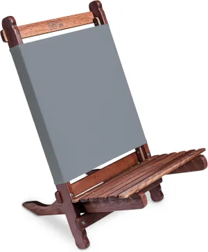 BYER OF MAINE Pangean Lounger Chair – Portable, Lightweight, Foldable Wood and Canvas Chair in Granite – Ideal for Camping, Patio, Lawn, and Beach Use