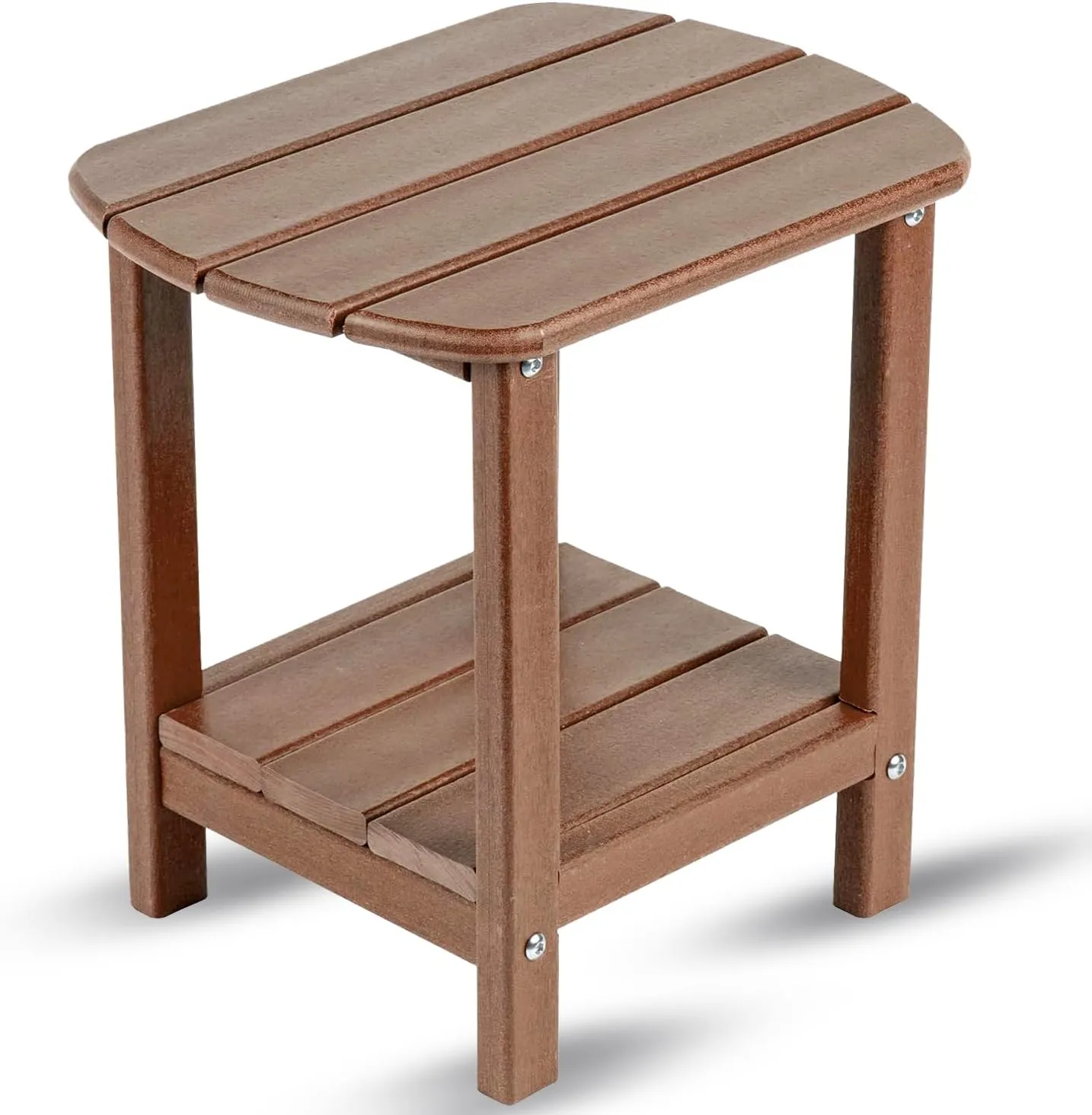 BZY Adirondack Outdoor Side Table - 16.5" Square 2-Tier Patio Table with Weatherproof HDPE Material | All-Weather, Low Maintenance Furniture for Poolside, Porch, Deck