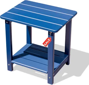 BZY Adirondack Outdoor Side Table - 16.5" Square 2-Tier Patio Table with Weatherproof HDPE Material | All-Weather, Low Maintenance Furniture for Poolside, Porch, Deck