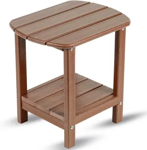 BZY Adirondack Outdoor Side Table - 16.5" Square 2-Tier Patio Table with Weatherproof HDPE Material | All-Weather, Low Maintenance Furniture for Poolside, Porch, Deck