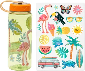 bzyoo HydroPop 36oz Water Bottle w/Custom Personalized Stickers - Leak-Proof, Water Tracking Measurement, Wide Mouth for Ice. Personalized for Gym, Travel or Outdoor BPA Free - Color Green