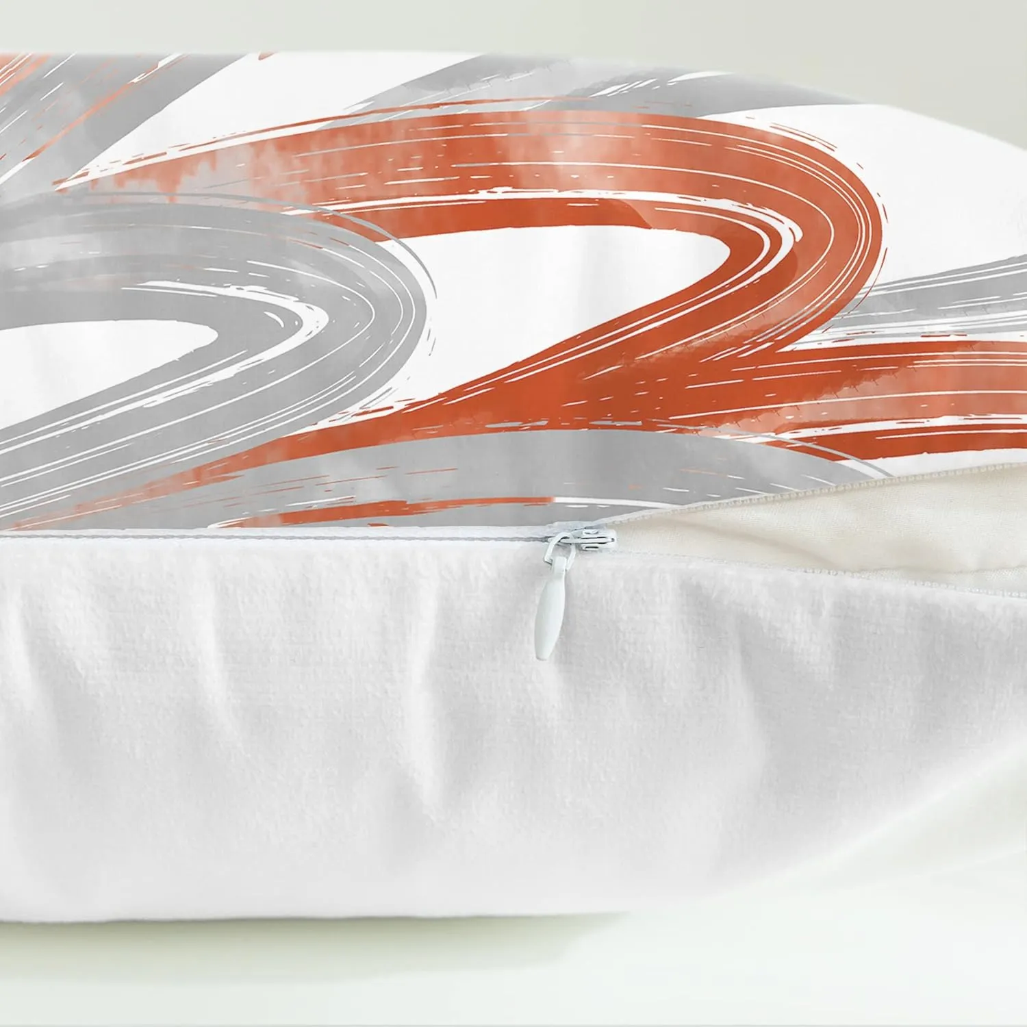 CaliTime Throw Pillow Cases Pack of 2 Cozy Fleece Two-Tone Abstract Feather Decorative Cushion Covers for Couch Bed Sofa Farmhouse Decoration 16 X 16 Inches Burnt Orange Grey