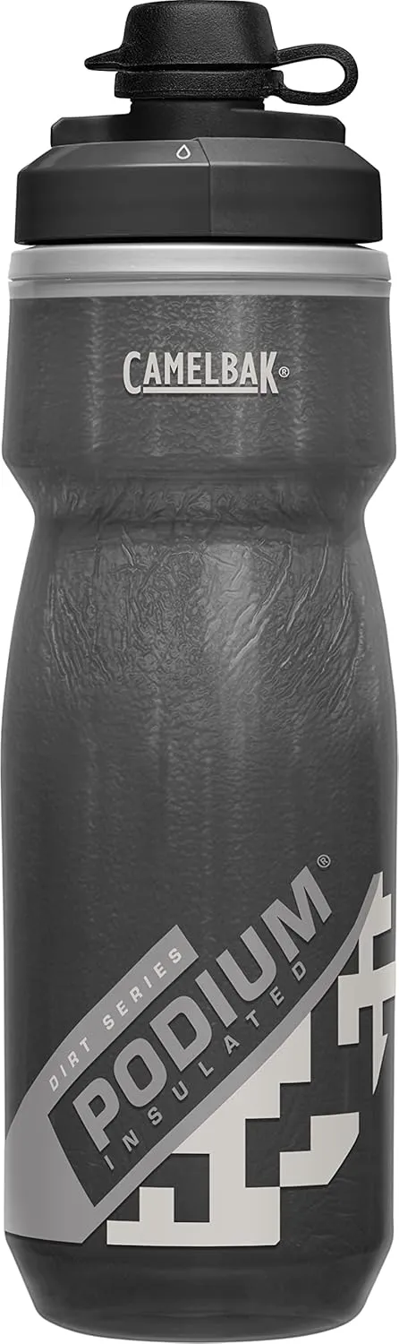 CamelBak Podium Dirt Series Chill Insulated Mountain Bike Squeeze Water Bottle Black, 21oz