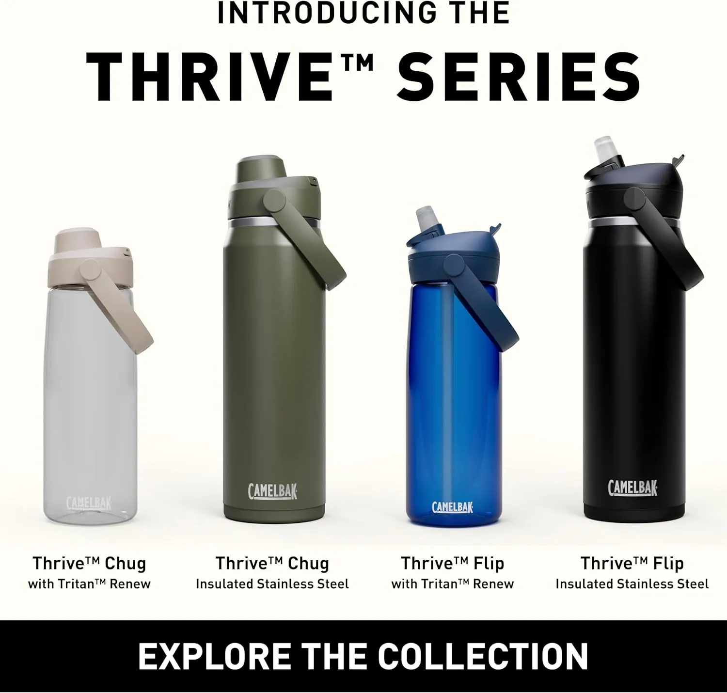 CamelBak Thrive Chug Water Bottle 20oz - Insulated Stainless Steel, Black