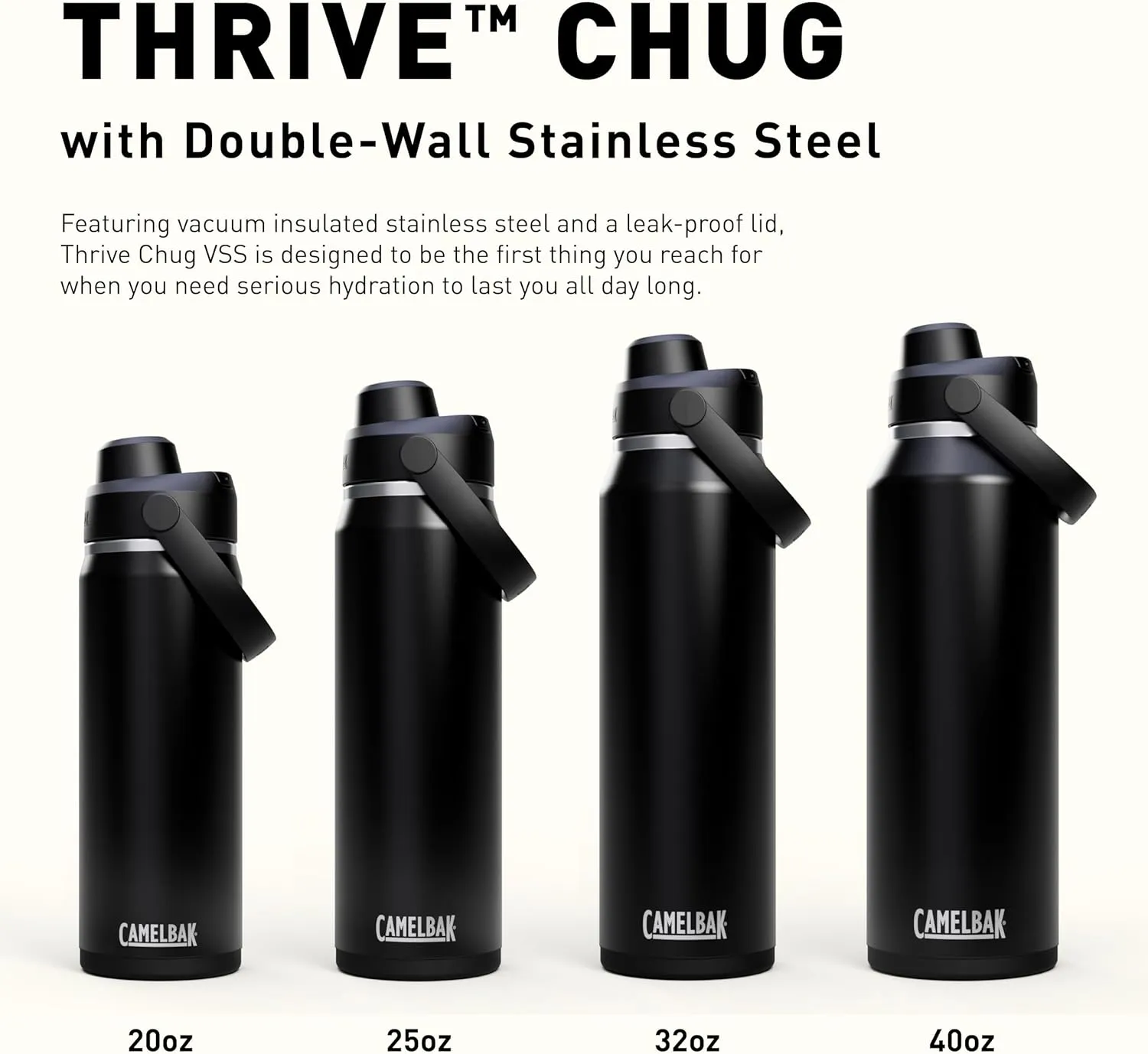 CamelBak Thrive Chug Water Bottle 20oz - Insulated Stainless Steel, Sky Blue
