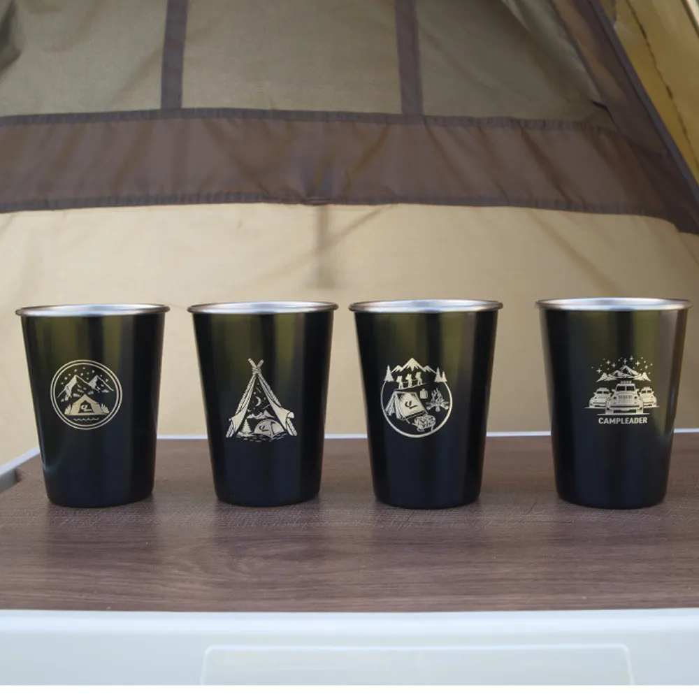 Camp Leader 4 Pcs Stainless Steel Cup - Green