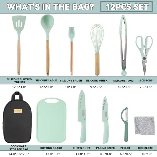 Camping Accessories Kitchen Cooking Utensils Set - Portable Outdoor Camp Cookware Set