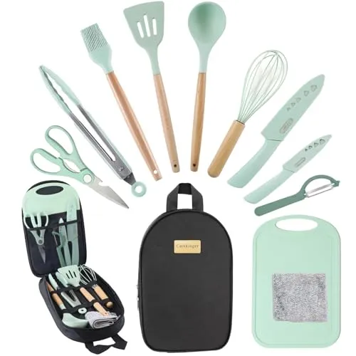 Camping Accessories Kitchen Cooking Utensils Set - Portable Outdoor Camp Cookware Set