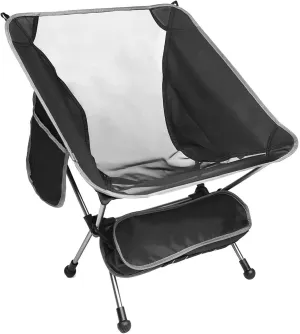 Camping Chair, 2 Side Pockets Aluminum Frame Camp Chair with Carry Bag Compact and Lightweight Folding Chair, Breathable Mesh Construction