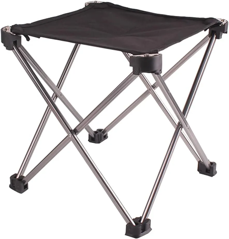 Camping Chair Fishing Chairs Outdoor Portable Folding Stool Aluminum Alloy Fishing Stool Lightweight and Small Stool, 25*25*28cm, Black