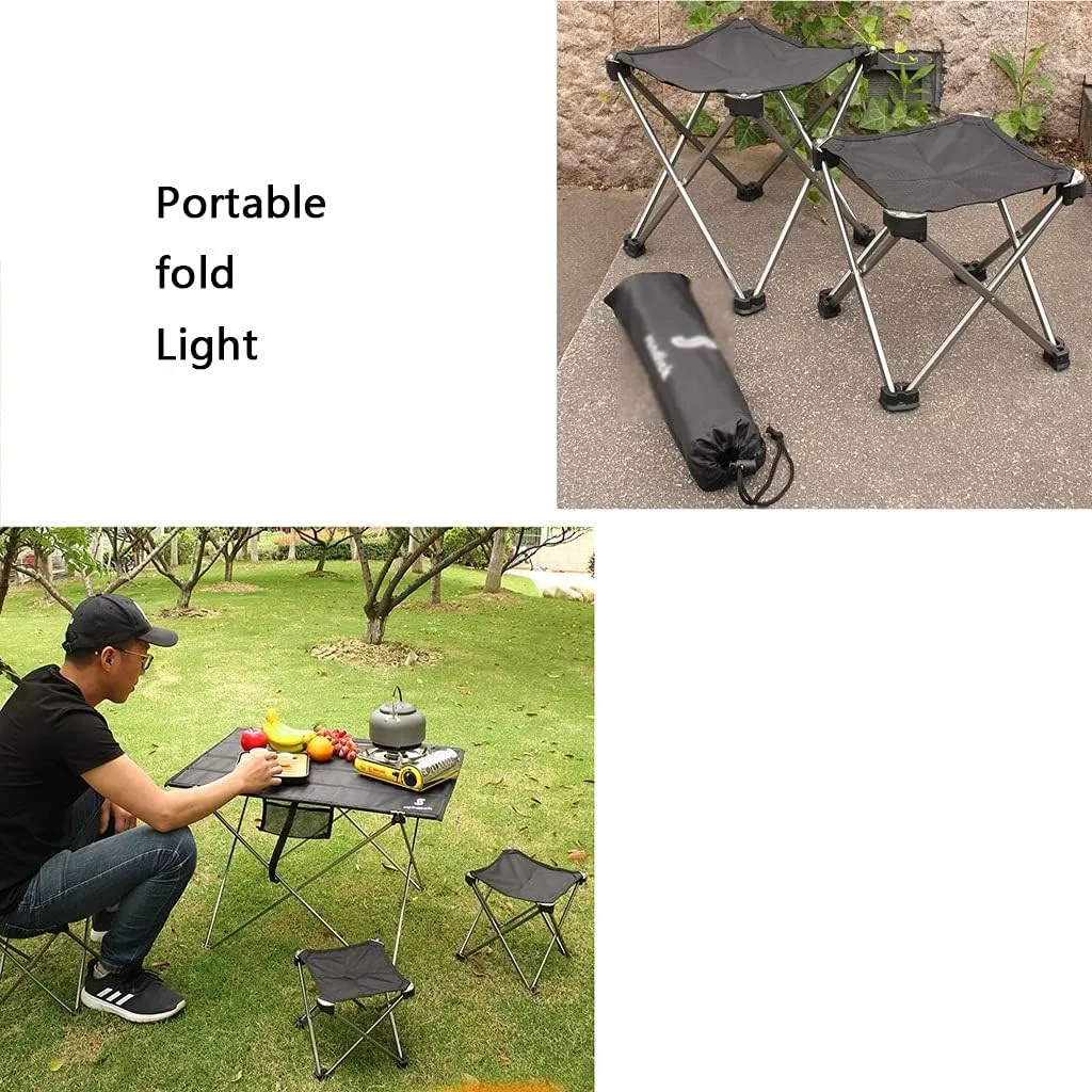 Camping Chair Fishing Chairs Outdoor Portable Folding Stool Aluminum Alloy Fishing Stool Lightweight and Small Stool, 25*25*28cm, Black