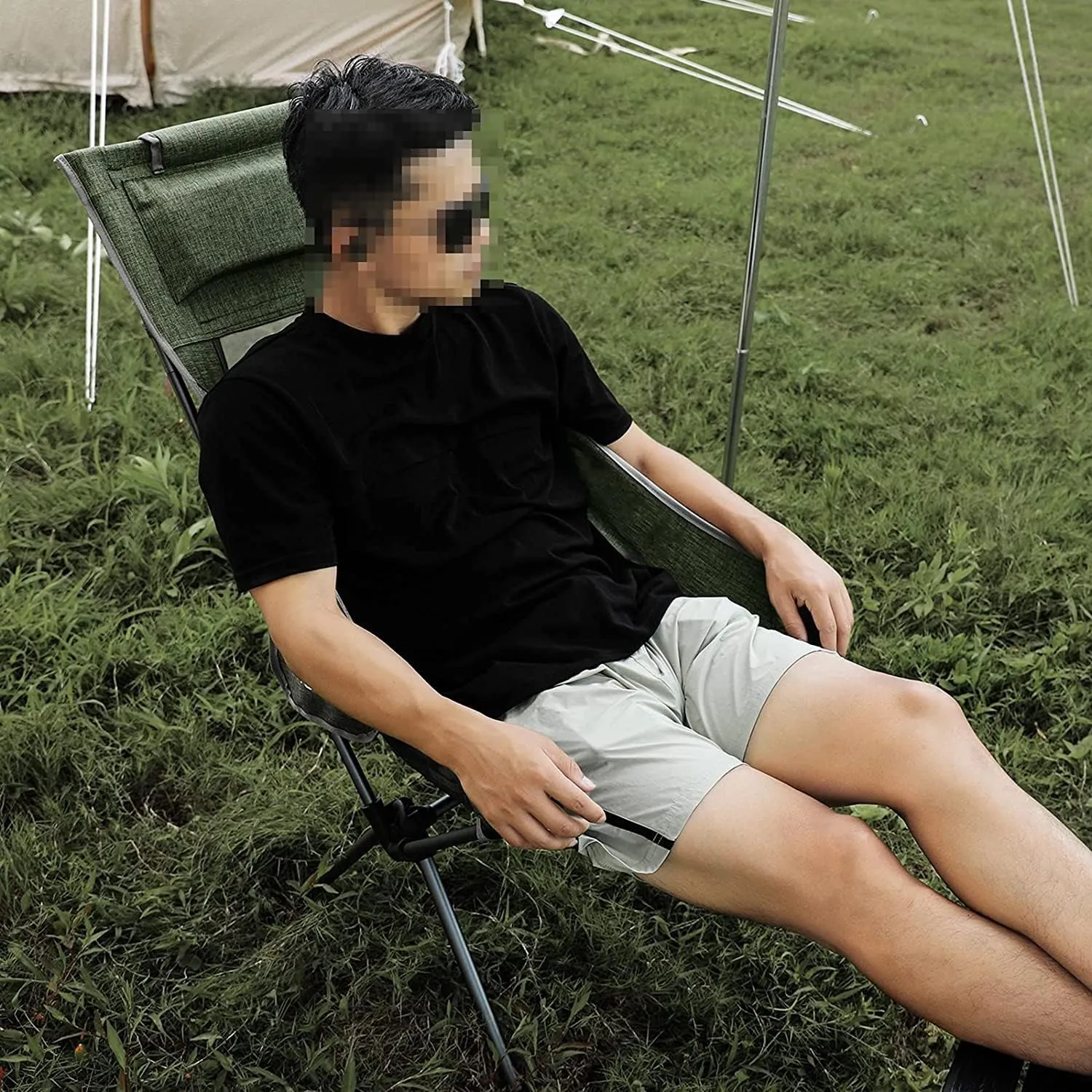 Camping Chair Folding Chair Portable Chair Outdoor High Back Camping Chair Portable Folding Seat with Mesh Backrest Camping Fishing Stool with Quilted Pillow Camping Chairs for Adults