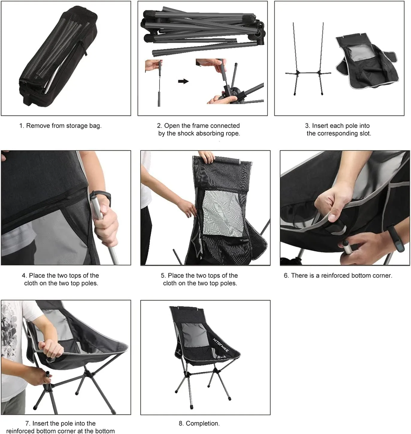 Camping Chair Folding Chair Portable Chair Outdoor High Back Camping Chair Portable Folding Seat with Mesh Backrest Camping Fishing Stool with Quilted Pillow Camping Chairs for Adults