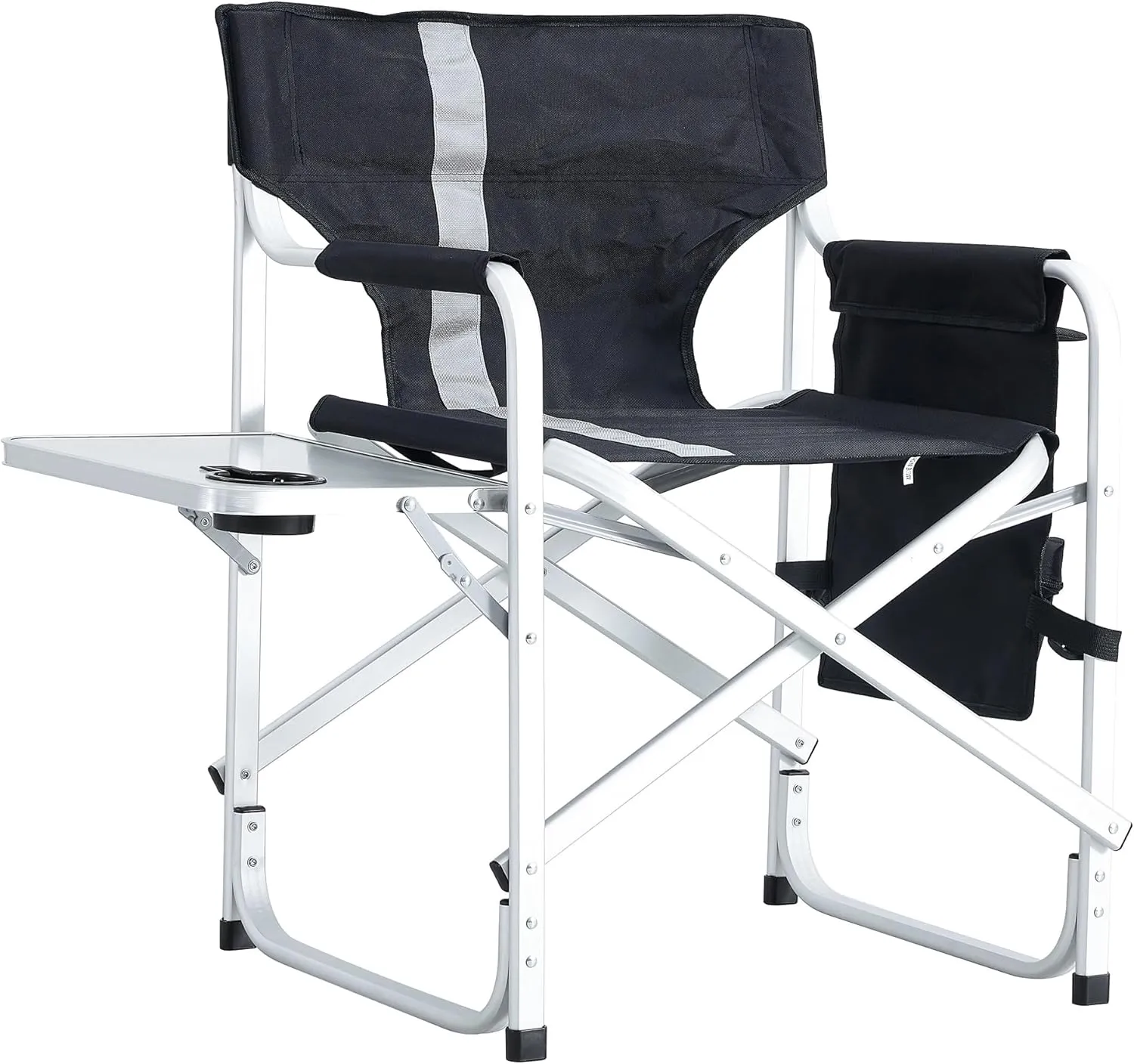 Camping Chair, Heavy Duty Folding Chairs with Side Table, Directors Chairs Foldable Lawn Chairs for Outdoor Camping, Lawn, Picnic and Fishing, Black