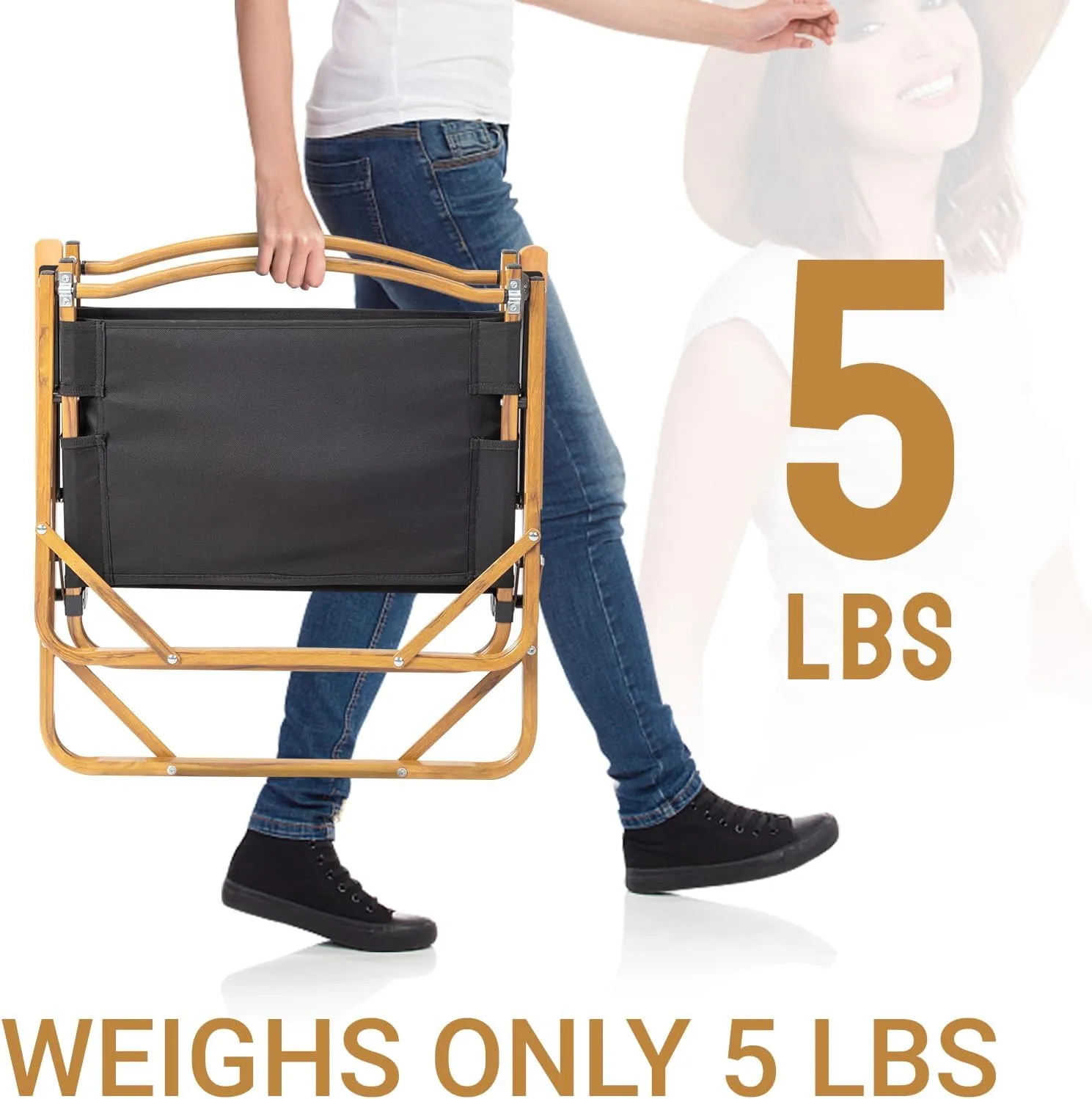 Camping Chair, Lightweight Oversized Lawn Chairs, Portable Folding Chair, Aluminum Frame Portable Durable Outdoor Beach Chair, Compact Camping Chair for Picnic, Festival, Hiking, Backpacking,Black
