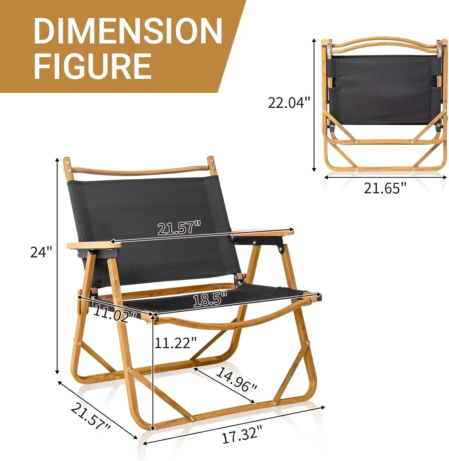 Camping Chair, Lightweight Oversized Lawn Chairs, Portable Folding Chair, Aluminum Frame Portable Durable Outdoor Beach Chair, Compact Camping Chair for Picnic, Festival, Hiking, Backpacking,Black