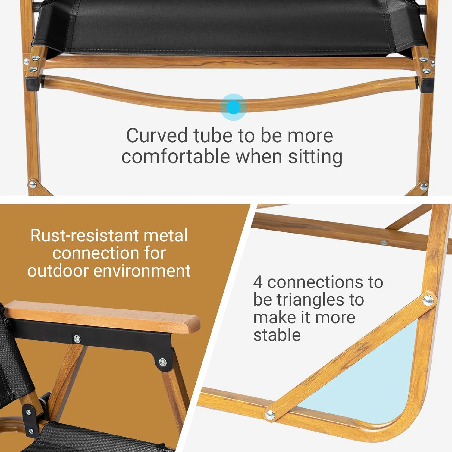 Camping Chair, Lightweight Oversized Lawn Chairs, Portable Folding Chair, Aluminum Frame Portable Durable Outdoor Beach Chair, Compact Camping Chair for Picnic, Festival, Hiking, Backpacking,Black