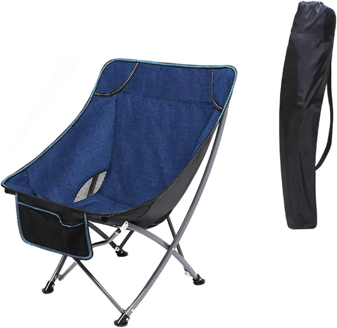Camping Chair Outdoor Chair Foldable Chair Portable Folding Chair With Mesh Side Pocket Backrest Stool Camping Backpacking Chair For Fishing Beach Travel Picnic Folding Camping Chair ( Color : Blue )