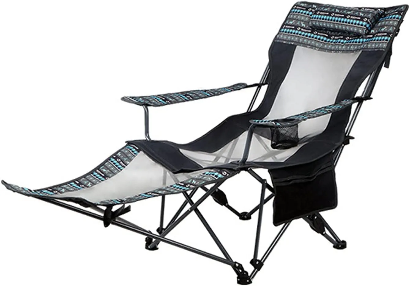 Camping Chairs 2 in 1 Camping Folding Recliner Chair with Camping Lounge Chair for Travel Hiking, 82x53cm, Blue