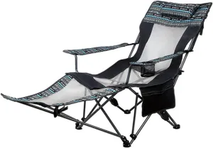 Camping Chairs 2 in 1 Camping Folding Recliner Chair with Camping Lounge Chair for Travel Hiking, 82x53cm, Blue