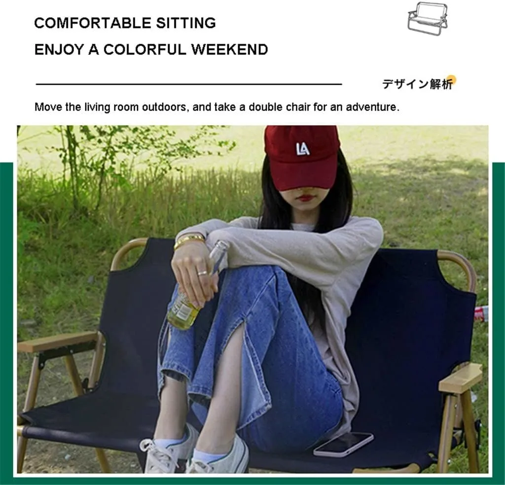 Camping Chairs, 2 Persons Armchair Double Backrest Folding Camping Chair Aluminum Alloy Beach Chair for Travel Chair Outdoor Camping P-Icnic/a/As Shown