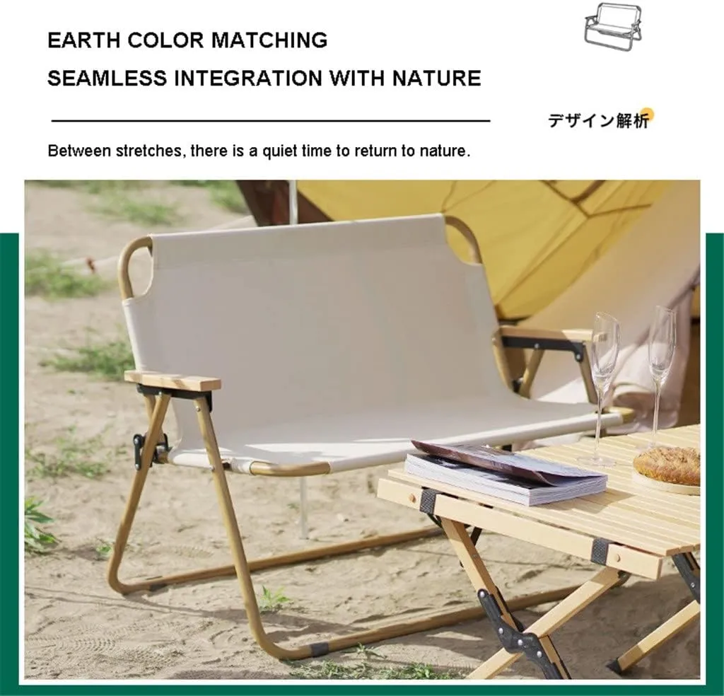 Camping Chairs, 2 Persons Armchair Double Backrest Folding Camping Chair Aluminum Alloy Beach Chair for Travel Chair Outdoor Camping P-Icnic/a/As Shown