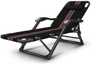 Camping Chairs Garden Loungers Folding Chair Deck Chair Recliner, Folding Lounge Office Sleep Multi-Function Adjustable Backrest Portable Beach Lazy Lounger (Color : B)