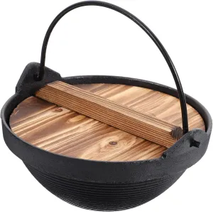 Camping Cooker Pot Cast Iron Japanese Style Screw-thread Design Nonstick for Outdoor Picnic Ergonomic Handle