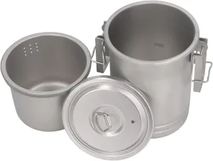 Camping Cooking Pot with Lid 304 Stainless Steel Steaming and Boiling Multifunction Portable Camping Pot with Buckle for Outdoor Camping