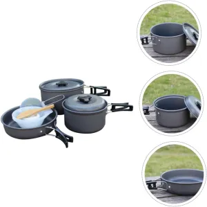 Camping Cookware Kit for 2-3 People Portable Folding Pot Pan Set Outdoor Cooking Accessories Mesh Bag