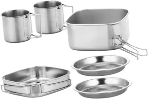 Camping Cookware Kit Stainless Steel Portable Pot Folding Pan Plates Cups Complete Outdoor Camping Supplies