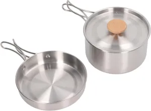 Camping Cookware Mess Kit, Large Capacity Portable 304 Stainless Steel Camping Pots and Pans Set with Storage Bag and Folding Handle for Hiking Backpacking