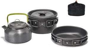 Camping Cookware Set | Alumina Pot & Frying Pan for Outdoor Cooking | Portable Picnic Kit with Storage Bag/Hiking/Travel | Lightweight & Nesting Design