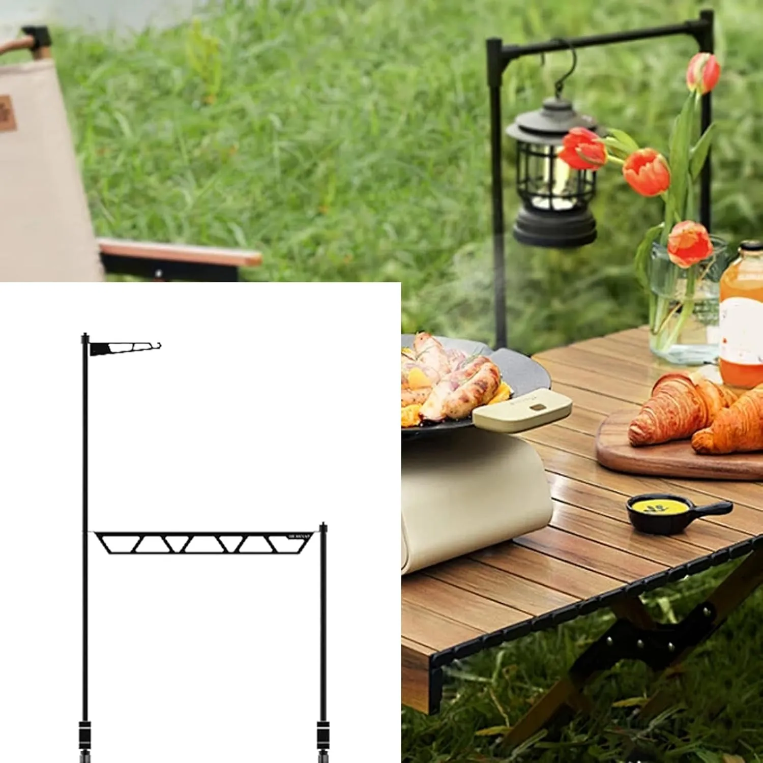Camping Cookware Stand | Desktop Cookware Storage Stand | Metal Cutlery Holder, Portable Removable Tool Organizer for Camping Picnic BBQ Outdoor Fishing
