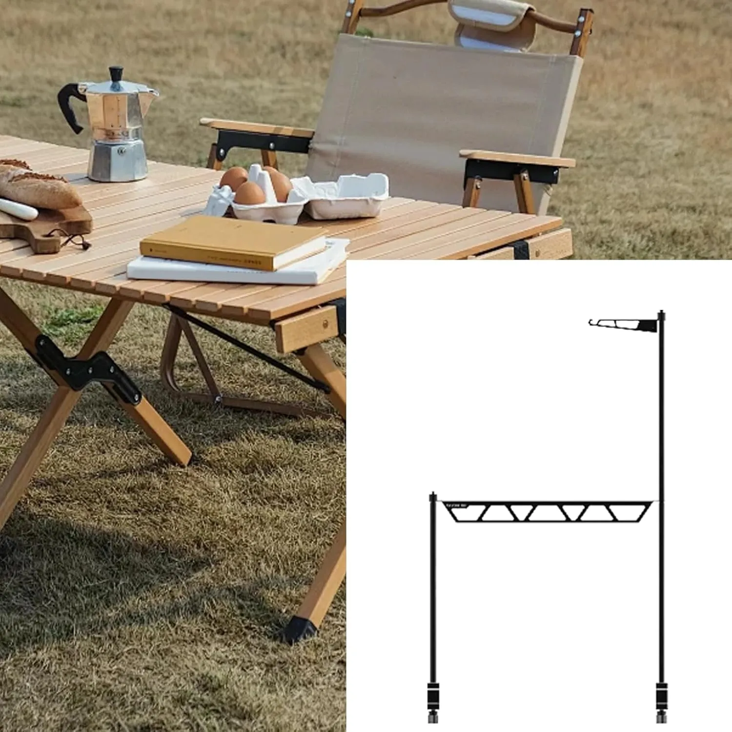 Camping Cookware Stand | Desktop Cookware Storage Stand | Metal Cutlery Holder, Portable Removable Tool Organizer for Camping Picnic BBQ Outdoor Fishing