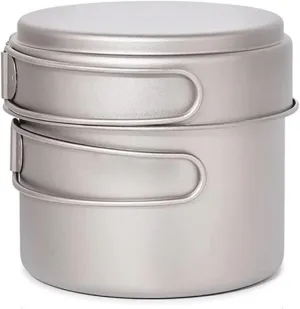Camping Cookware,Outdoor Pure Titanium Pot Set, Portable Cooking Camping Cooker Camping Picnic Hiking Utensils (Color : Silver, Size : 115MM)