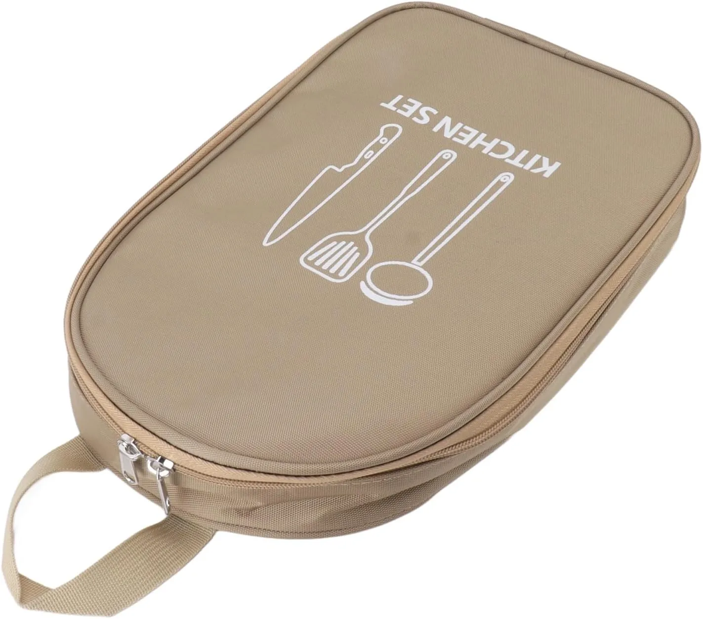 Camping Essentials: Durable Camping Accessories Bag, Portable Dinnerware & Accessories Travel Pouch for BBQ (Khaki)