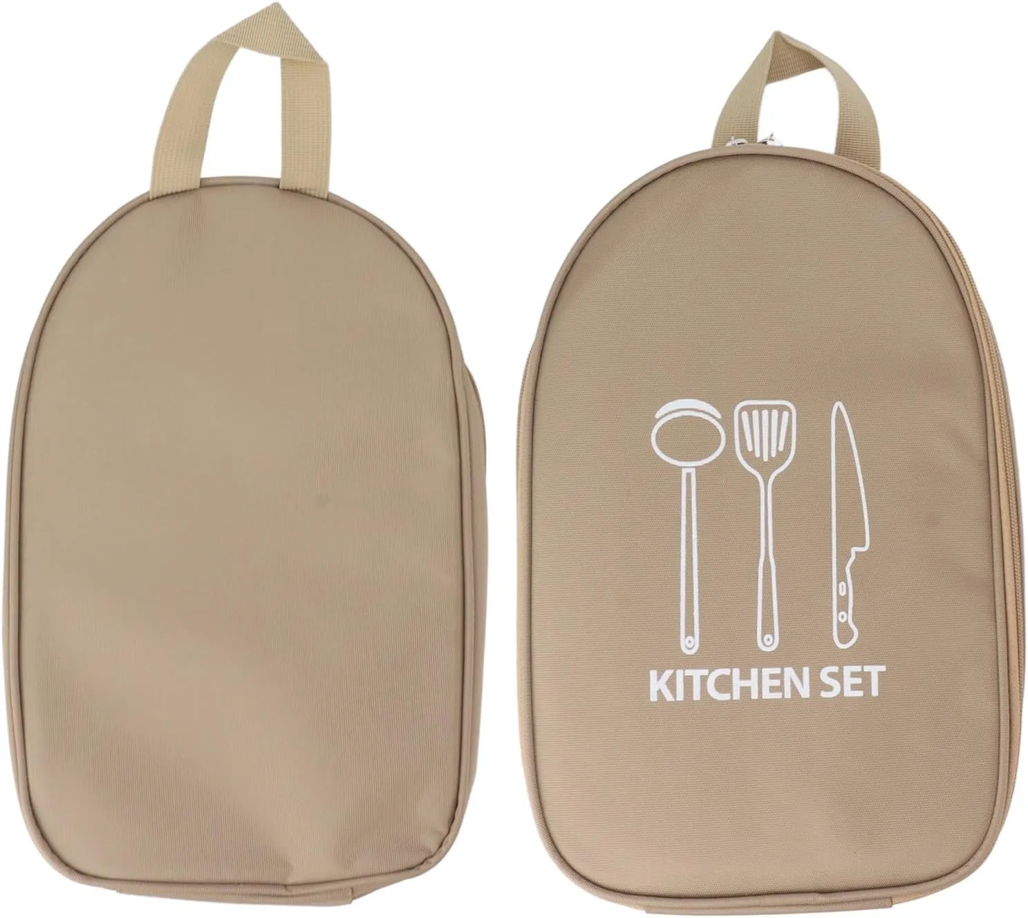 Camping Essentials: Durable Camping Accessories Bag, Portable Dinnerware & Accessories Travel Pouch for BBQ (Khaki)