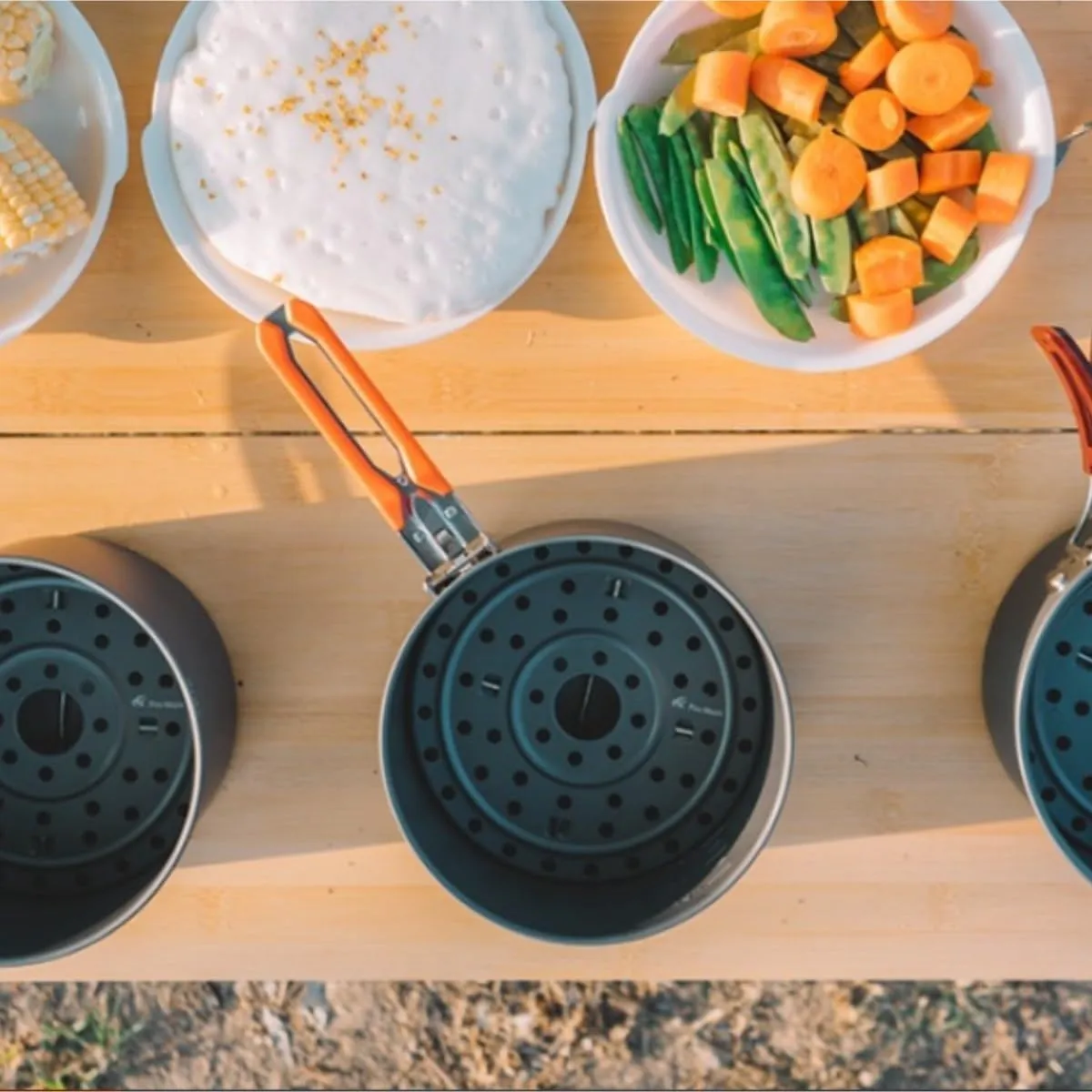 Camping Kitchen Utensil Outdoor Pots Foldable Portable Camping Picnic Picnic Camping Pot Cooker Kettle Teapot for Outdoor Cooking(168x98mm)