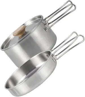 Camping Kitchen Utensil Set Folding Handle Frying Pan Camping Pan Wear-Resistant Reusable Outdoor Cooking Pot
