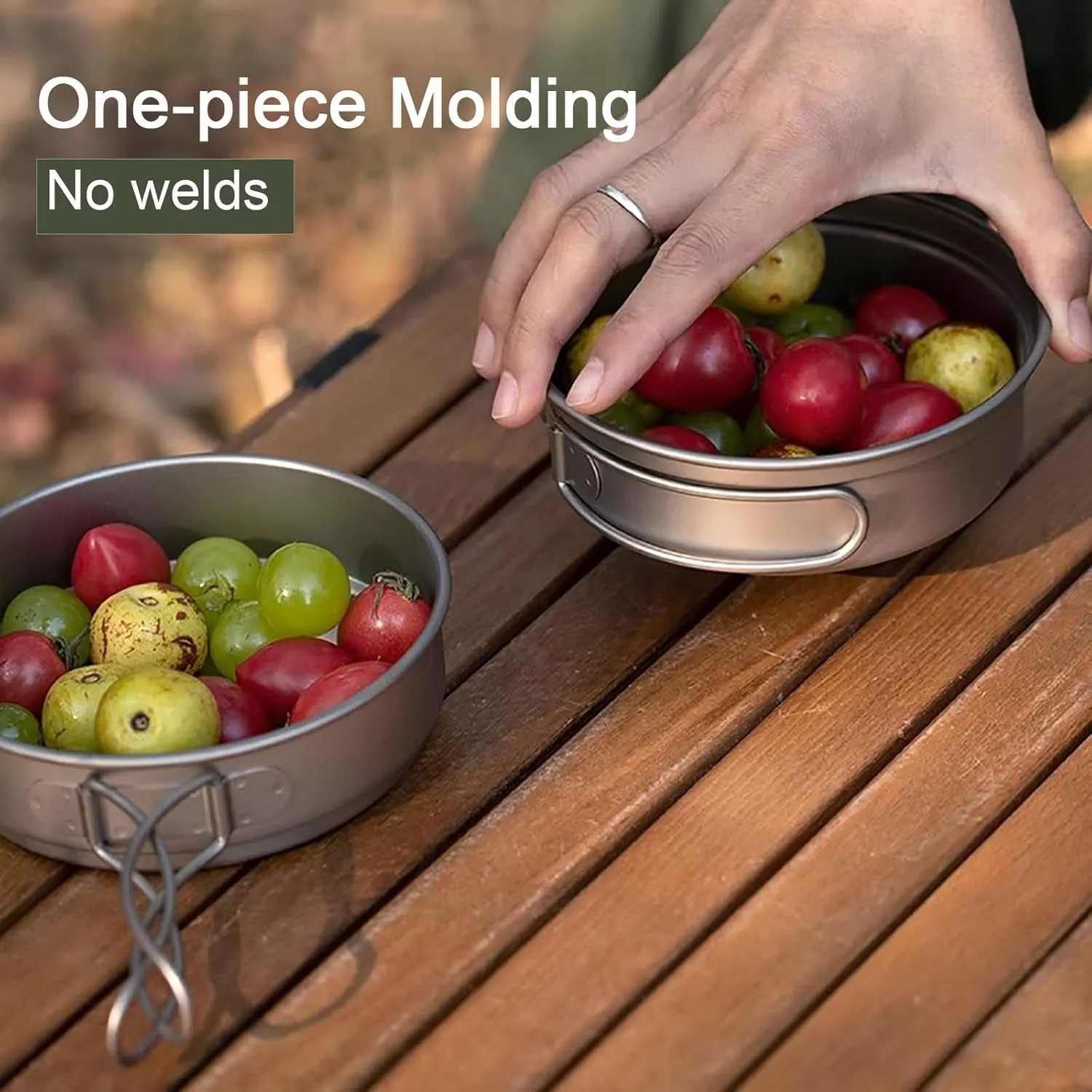 Camping Pot, Titanium Pan Dish Plate, Ultralight Camping Cookware, with Handle, for Outdoors Backpacking Hiking(B,350ml)