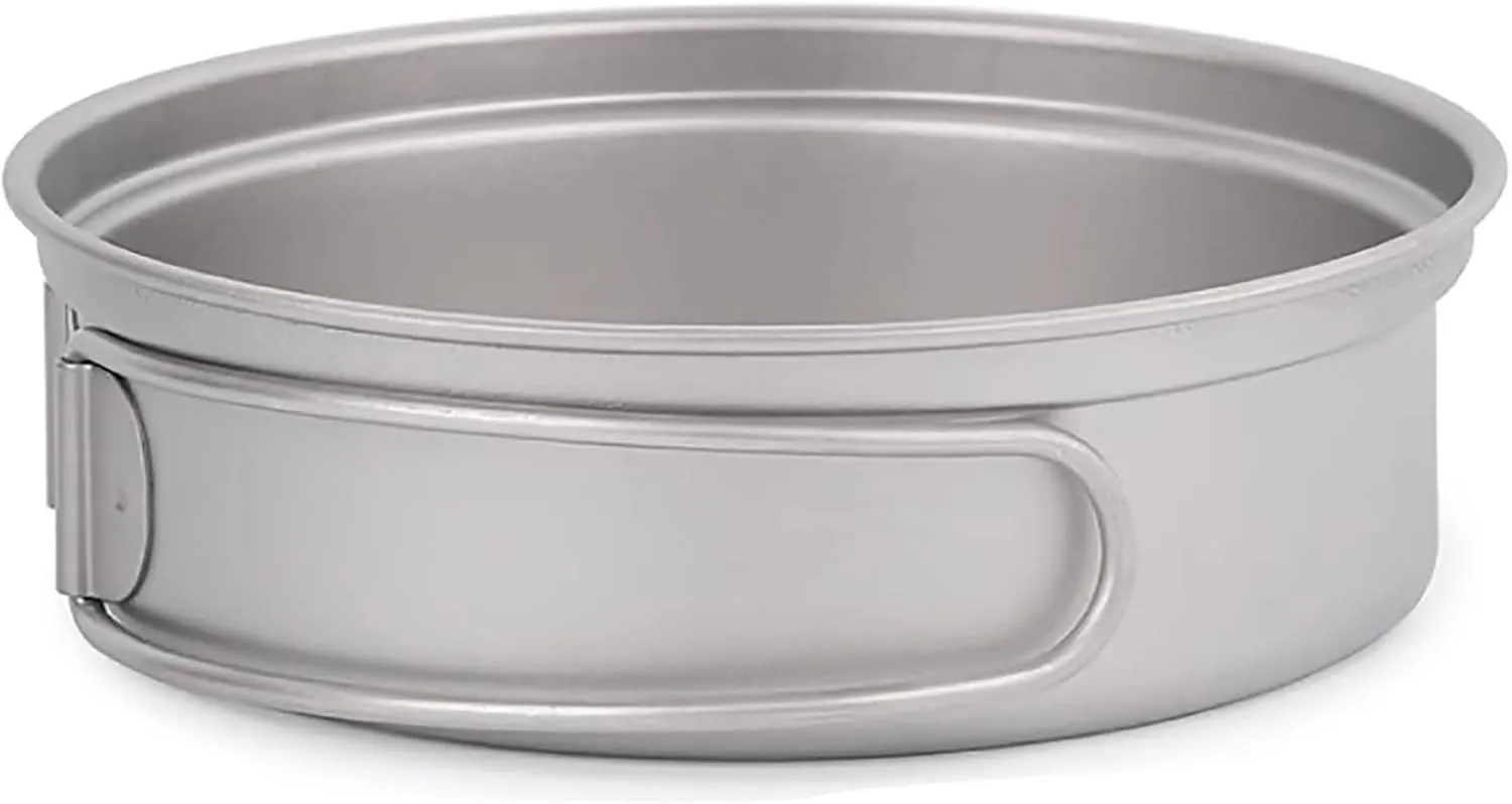 Camping Pot, Titanium Pan Dish Plate, Ultralight Camping Cookware, with Handle, for Outdoors Backpacking Hiking(B,350ml)