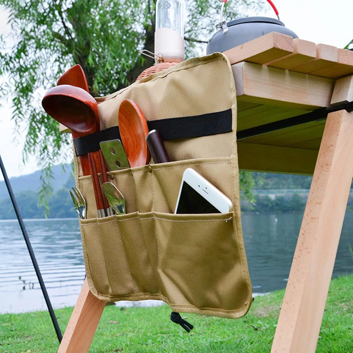 Camping Tableware Storage Bag Portable Storage Hanging Bag Oxford Cloth Storage Bag Camping Kitchen Cookware Set Travel Storage Bag