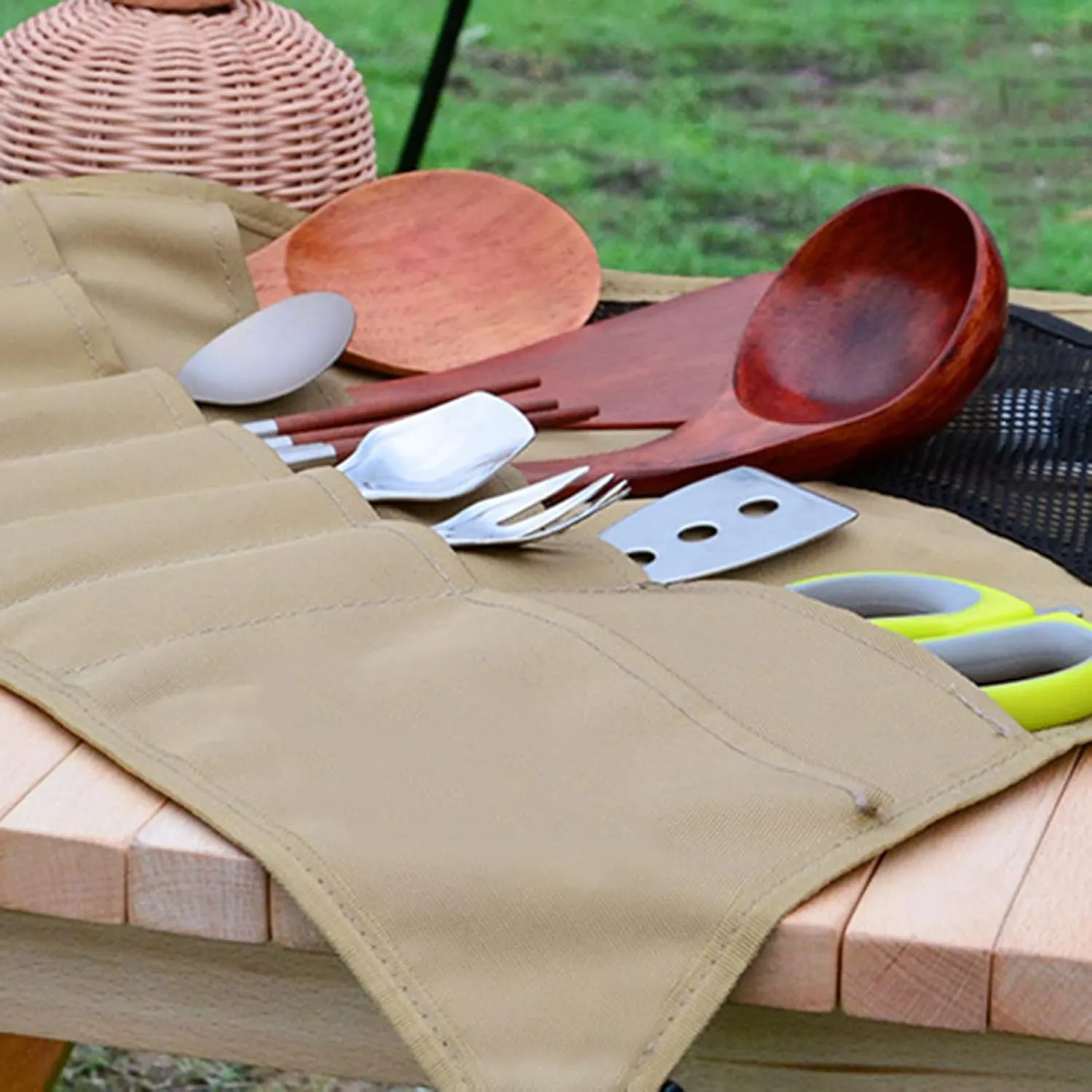 Camping Tableware Storage Bag Portable Storage Hanging Bag Oxford Cloth Storage Bag Camping Kitchen Cookware Set Travel Storage Bag