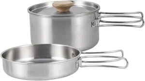 Camping Utensil Folding Handle Pot Wear-Resistant Camping Pan Portable Cooking Pot