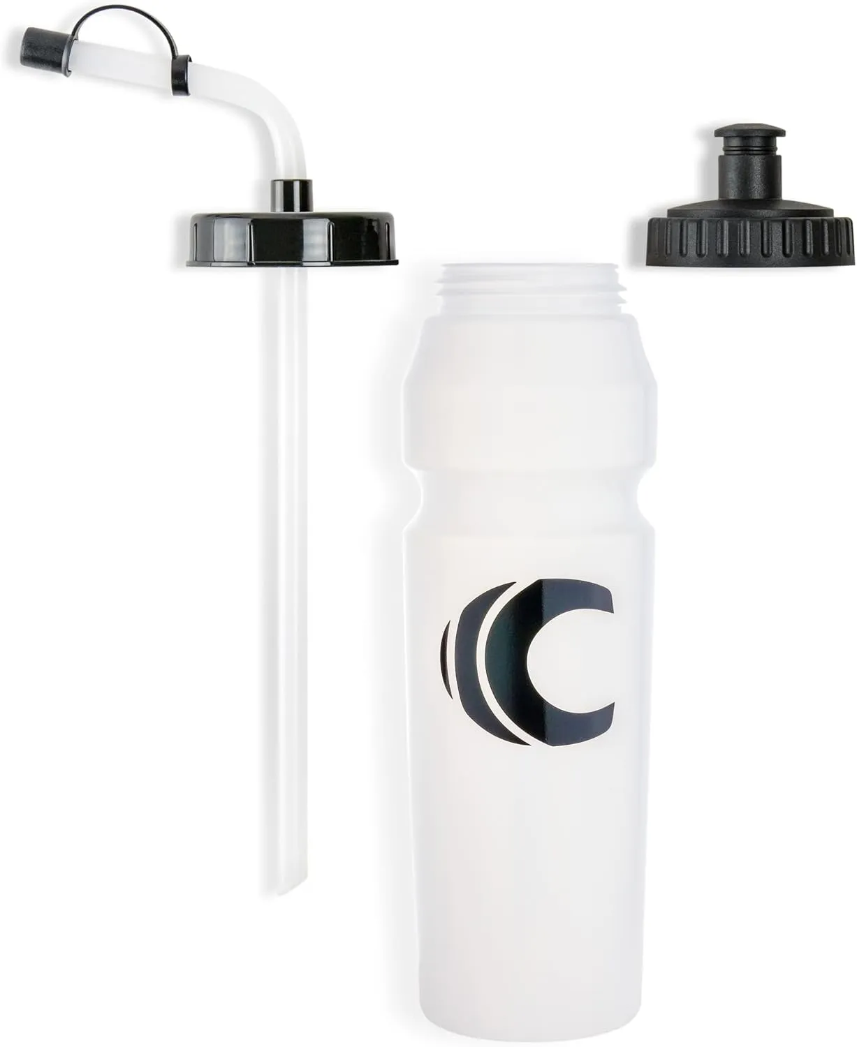 Cannon Sports 1 Liter Sports Water Bottle, BPA-Free, 34 Oz Capacity, Large Mouth, 2 lids (Straw and Squeeze), Great For Helmet Sports Such As Hockey, Lacrosse, Football, Boxing (2 Pack) (Clear)