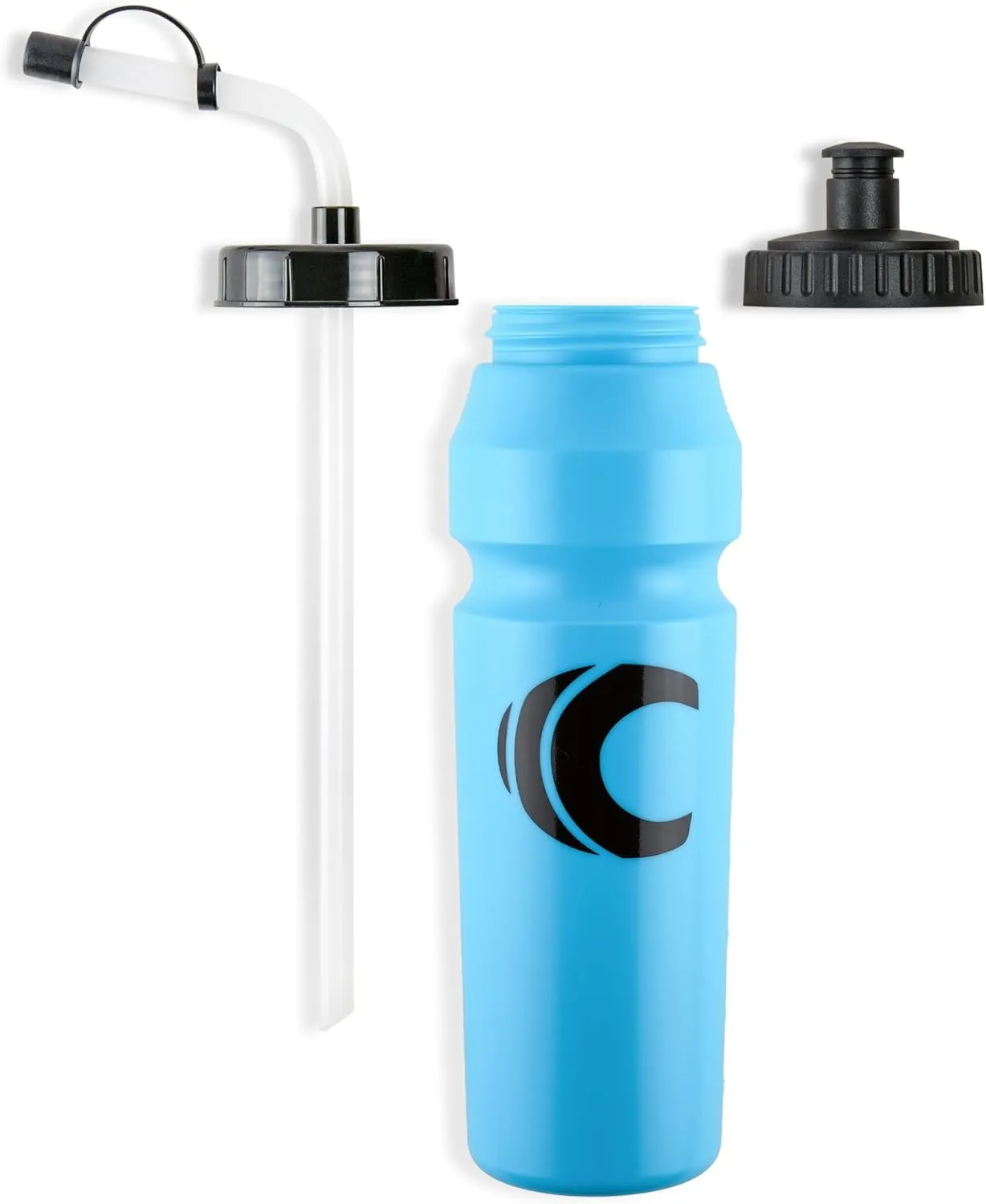 Cannon Sports 1 Liter Sports Water Bottle, BPA-Free, 34 Oz Capacity, Large Mouth, 2 lids (Straw and Squeeze), Great For Helmet Sports Such As Hockey, Lacrosse, Football, Boxing (2 Pack) (Light Blue)