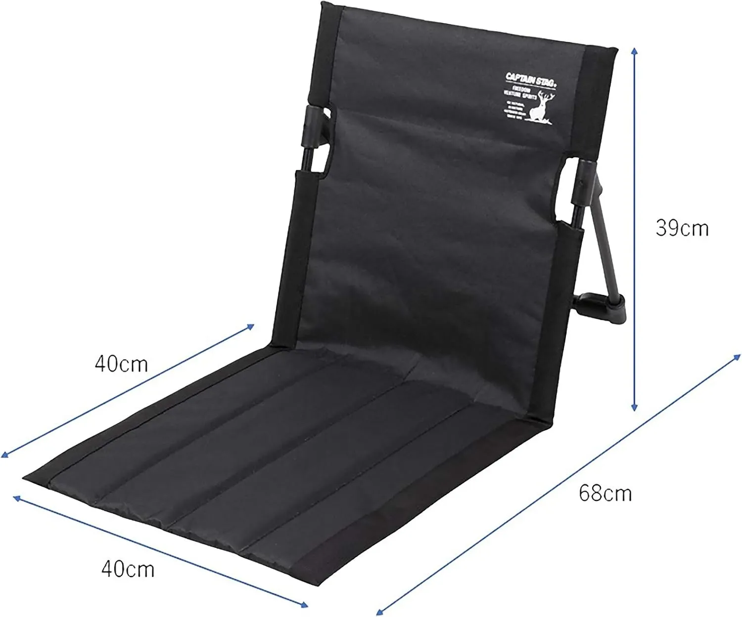 Captain Stag UC-1803 Outdoor Chair, Grand Chair, Field Chair, Width 15.7 x Depth 26.8 x Height 15.4 inches (40 x 68 x 39 cm), Weight Approx. 18.7 oz (530 g), Storage Bag Included, Black, Gracia