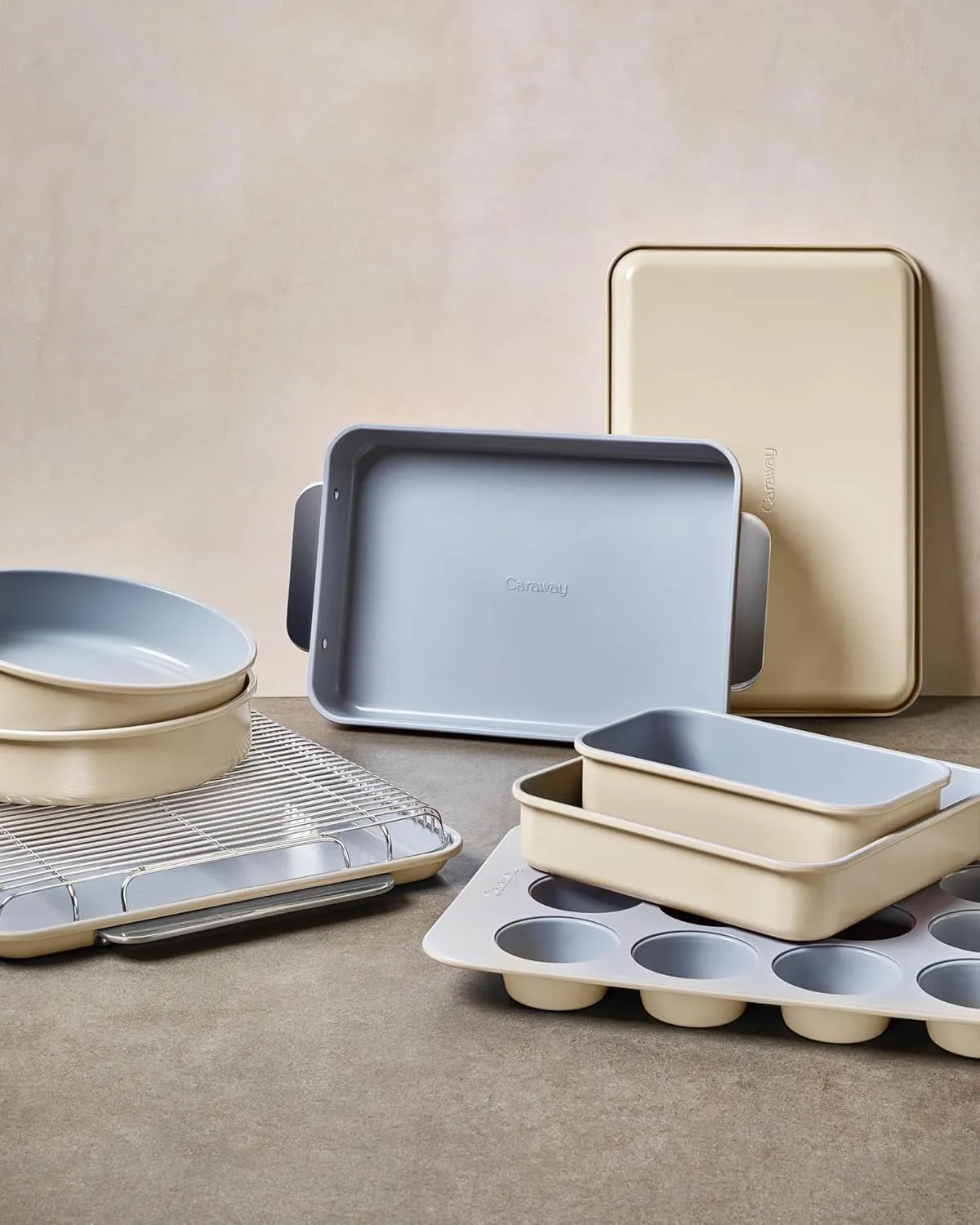 Caraway Non-Stick Ceramic 9”x13” Rectangle Pan Duo - Naturally Slick Ceramic Coating - Non-Toxic, PTFE & PFOA Free - Perfect for Brownies, Lasagnas, and More - Marigold